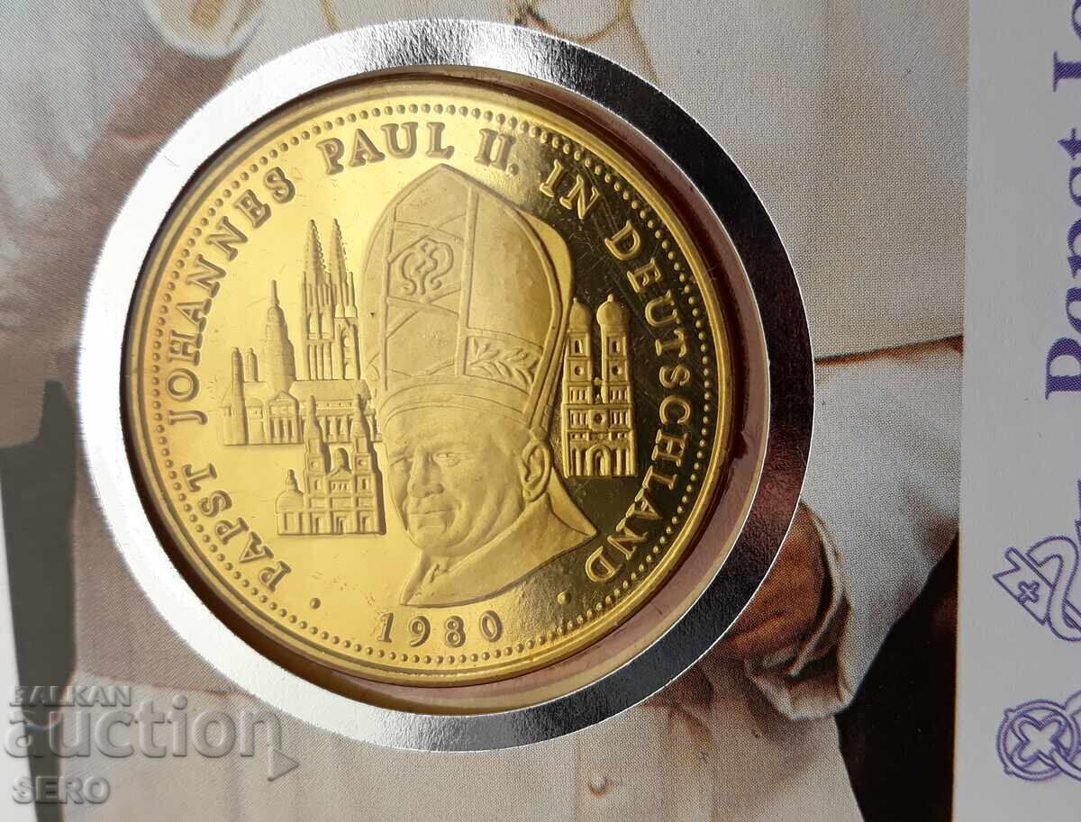 Germany-gold-plated medal of Pope John Paul II in a beautiful envelope with price € 6.00 | 11.74 BGN Germany-gold-plated medal of Pope John Paul II in a beautiful envelope with price € 6.00 | 11.74 BGN