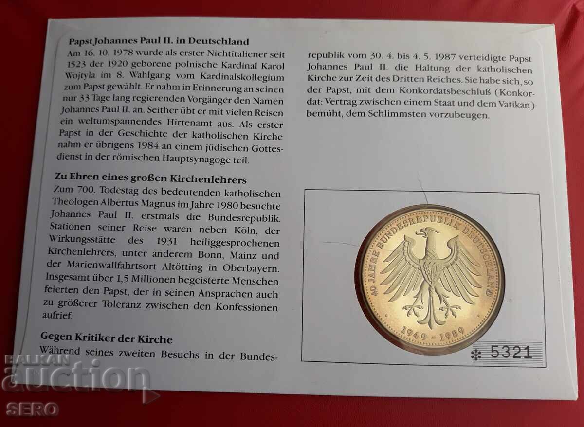 Auction Germany-gold-plated medal of Pope John Paul II in a beautiful envelope Auction Germany-gold-plated medal of Pope John Paul II in a beautiful envelope