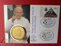 Germany-gold-plated medal of Pope John Paul II in a beautiful envelope