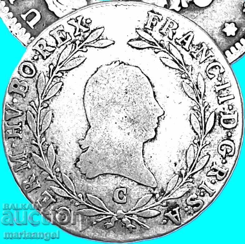 Auction Czech Republic 20 kreuzer 1804 Austria C - Prague Franz II R Auction Czech Republic 20 kreuzer 1804 Austria C - Prague Franz II R