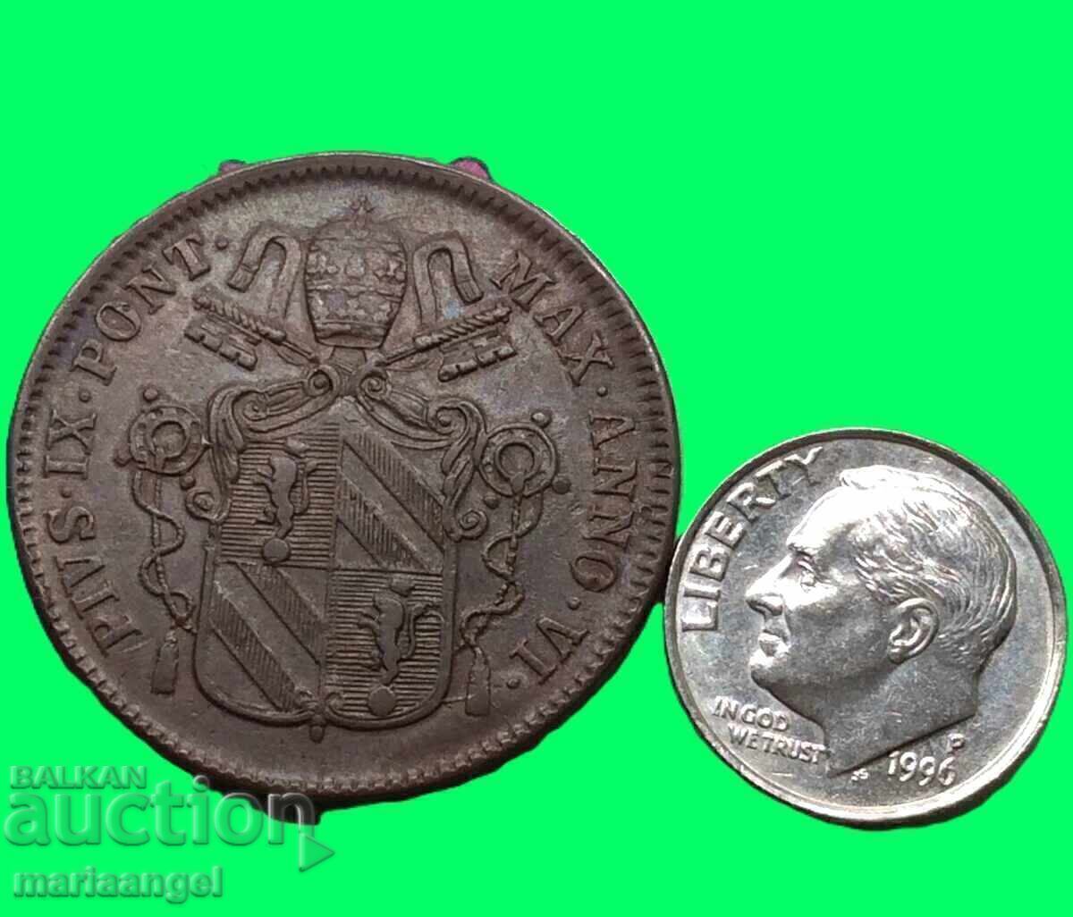 1 Baiocco 1851 Vatican Gregory XVI Bronze - 5 1 Baiocco 1851 Vatican Gregory XVI Bronze - 5