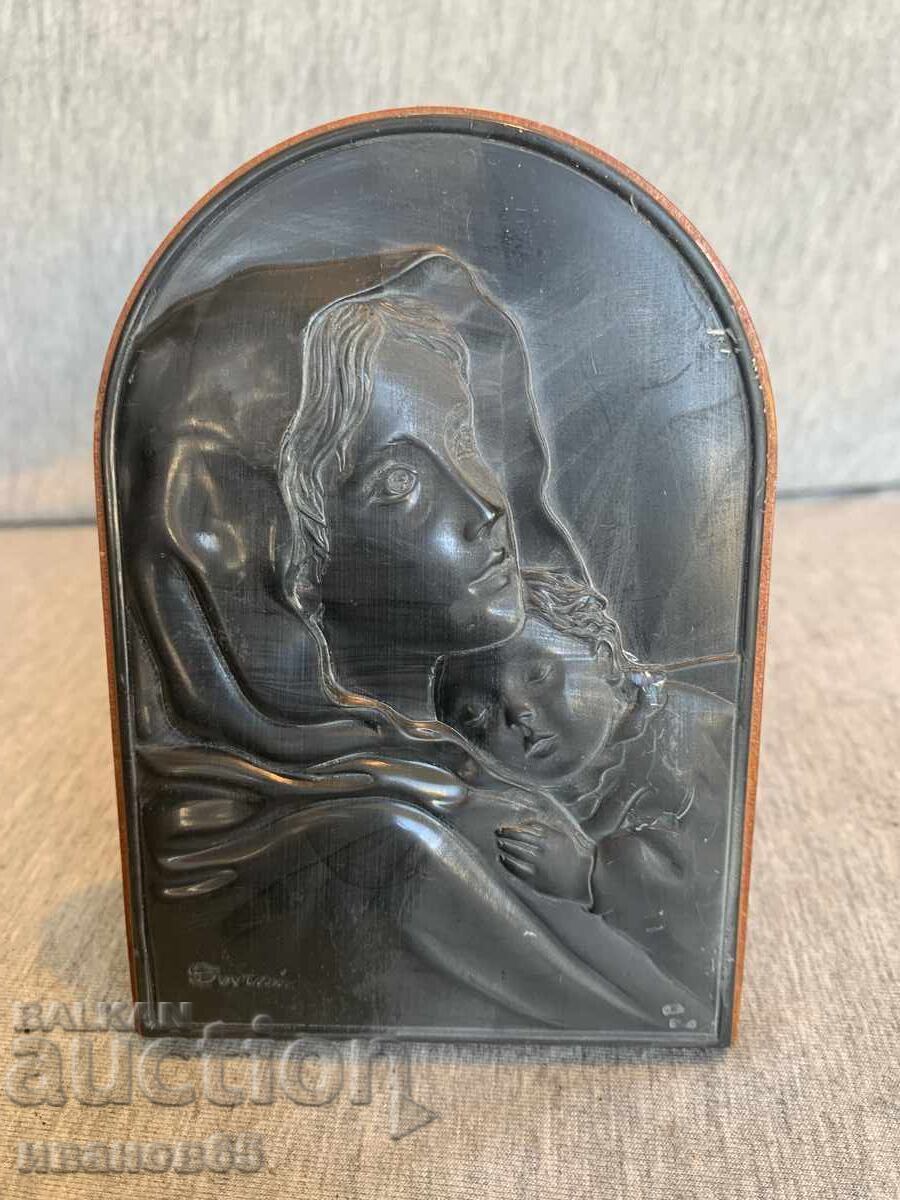 Madonna and Child on a wooden back with a stand - 5 Madonna and Child on a wooden back with a stand - 5