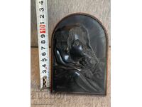 Madonna and Child on a wooden back with a stand