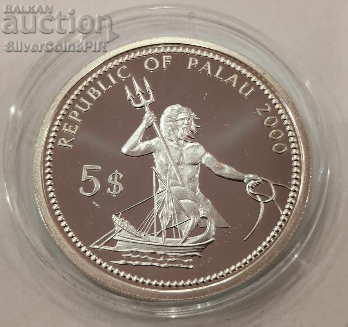 Ασημένιο νόμισμα 5$ Προστασία της Θαλάσσιας Ζωής 2000 Παλάου - 5 Ασημένιο νόμισμα 5$ Προστασία της Θαλάσσιας Ζωής 2000 Παλάου - 5