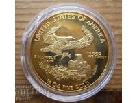 Gilded coin - plaque with American Eagle design