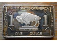 Gilded souvenir bar with American bison design