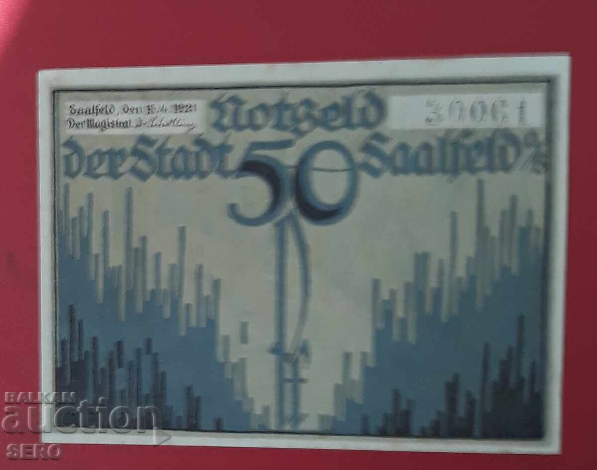 Banknote-Germany-Thuringia-Saalfeld-50 pfennig 1921 with price € 1.00 | 1.96 BGN Banknote-Germany-Thuringia-Saalfeld-50 pfennig 1921 with price € 1.00 | 1.96 BGN