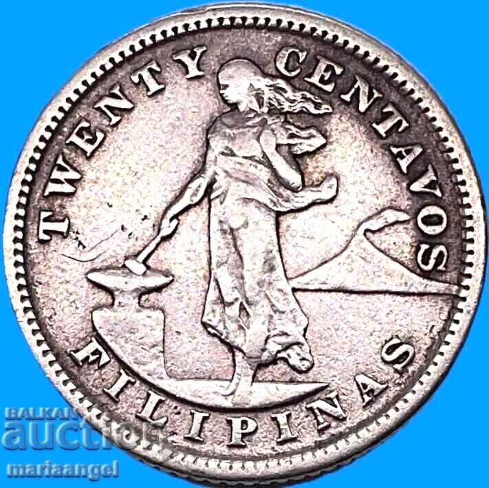 Delivery of Philippines USA 20 centavos 1903 5.38g very rare silver Delivery of Philippines USA 20 centavos 1903 5.38g very rare silver