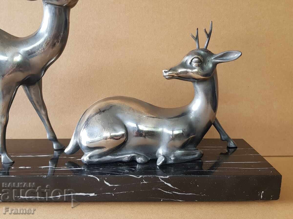 Delivery of Marcel Leduc composition Does Art Deco 30s silver-plated bronze Delivery of Marcel Leduc composition Does Art Deco 30s silver-plated bronze