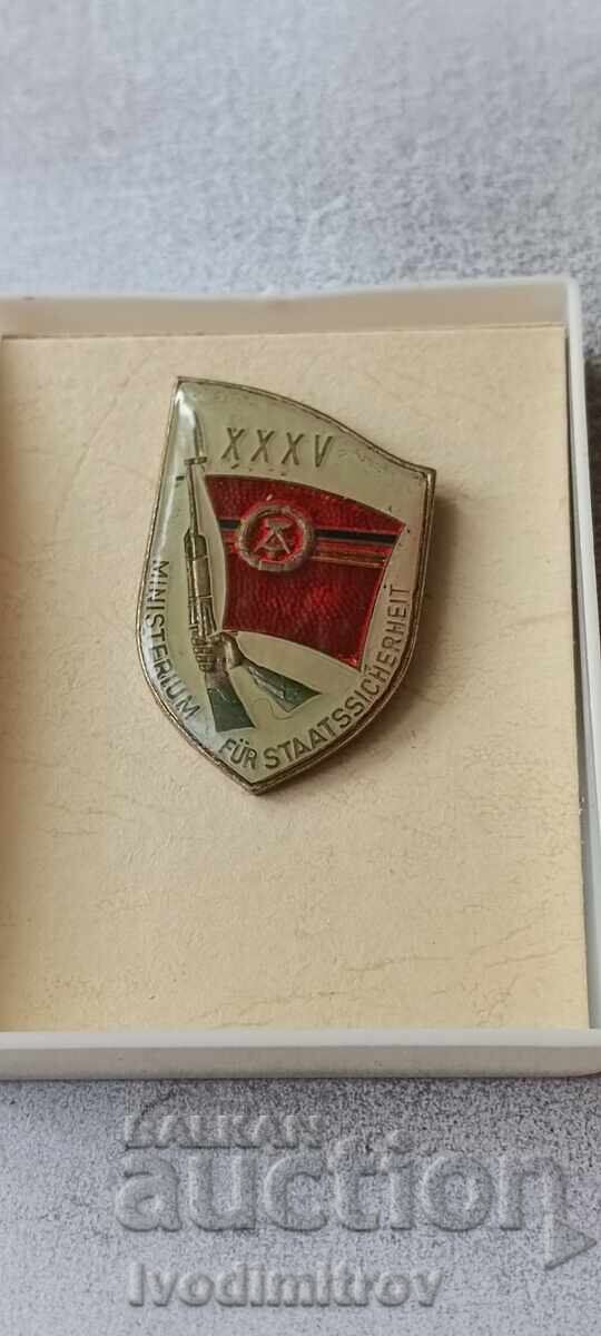 Badge XXXV Ministerium für Staatssicherheit Badge XXXV Ministerium für Staatssicherheit