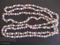Necklace, very long natural stone and pearls