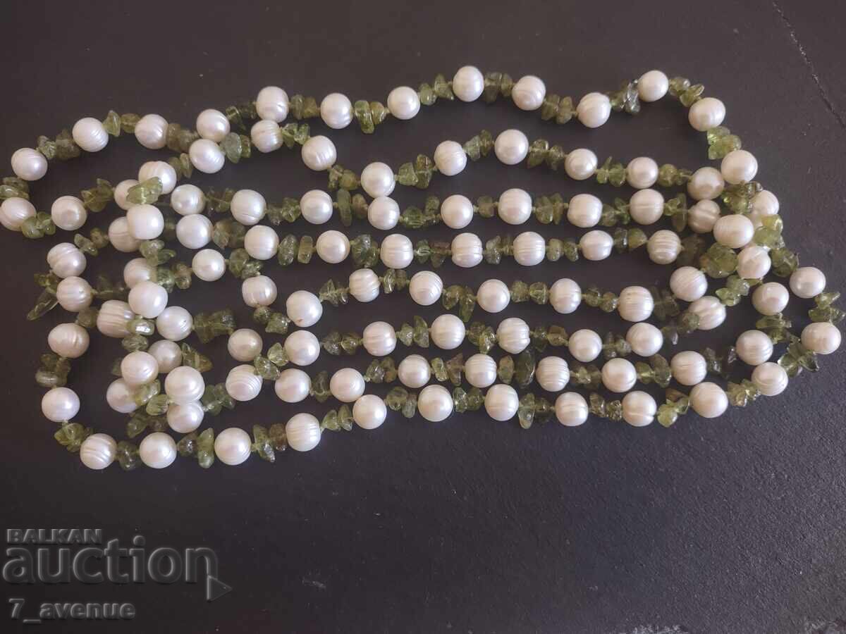 Necklace, very long natural stone and pearls with price € 99.00 | 193.63 BGN Necklace, very long natural stone and pearls with price € 99.00 | 193.63 BGN