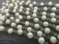 Necklace, very long natural stone and pearls