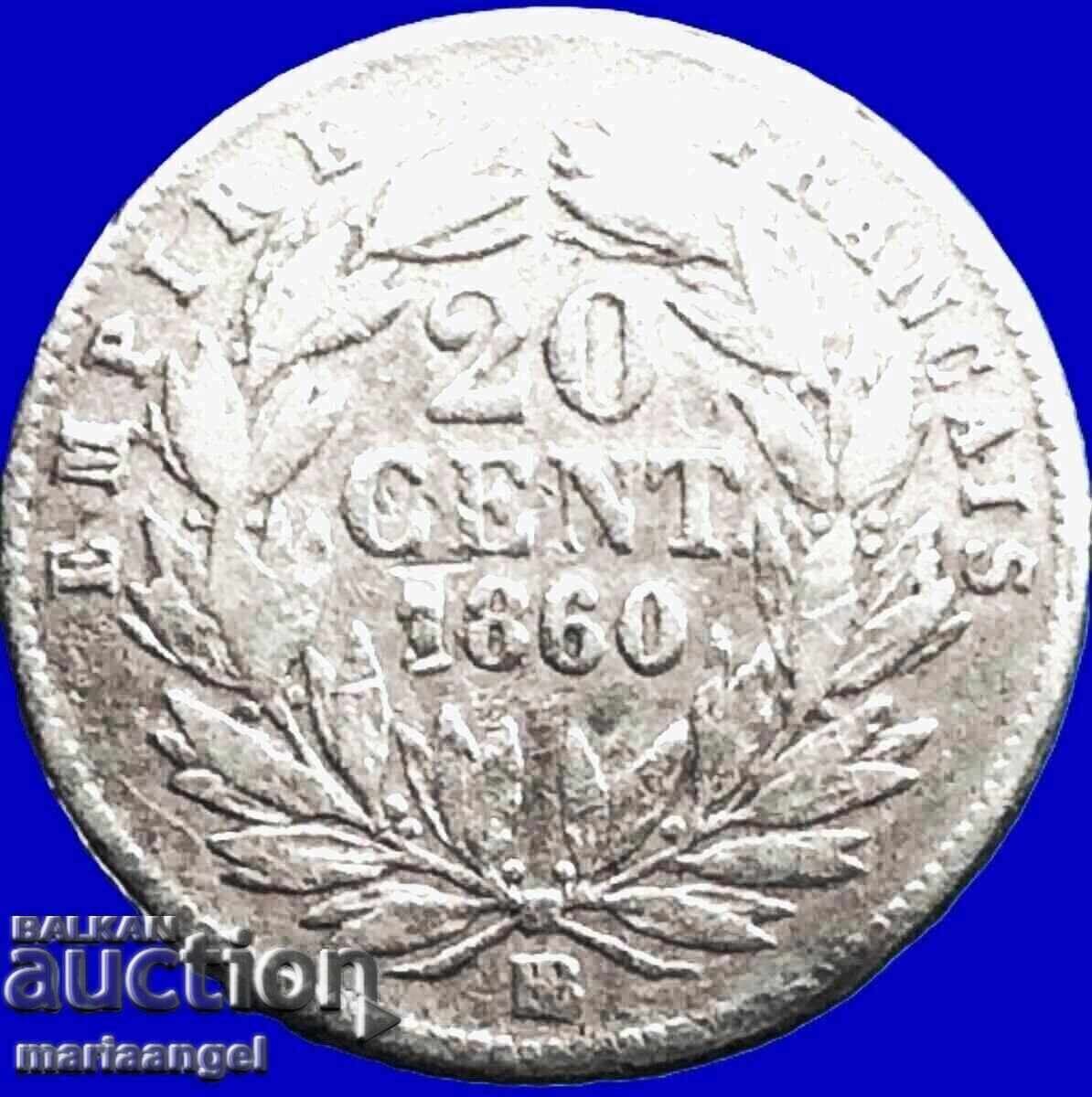 20 centimes 1860 France Strasbourg Napoleon III silver - 7 20 centimes 1860 France Strasbourg Napoleon III silver - 7