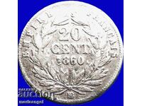 20 centimes 1860 France Strasbourg Napoleon III silver