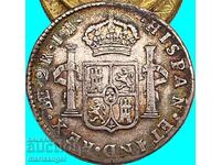2 Reales 1793 Μεξικό Κάρολος Δ' ασήμι Πατίνα ουράνιο τόξο