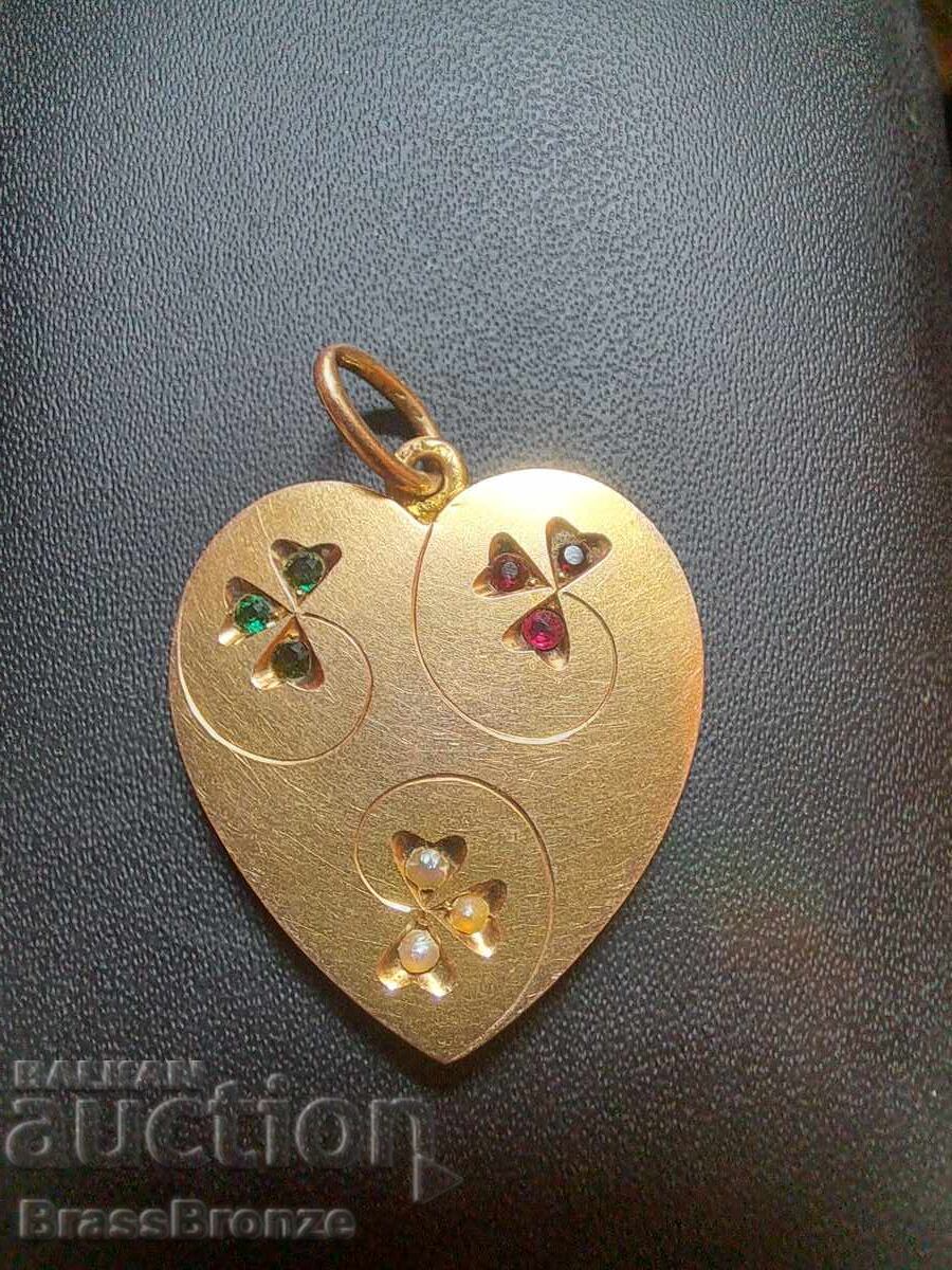 5g 14K Gold Heart with gemstones and pearls