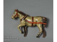 Veche figurină metalică germană de jucărie căluț cal