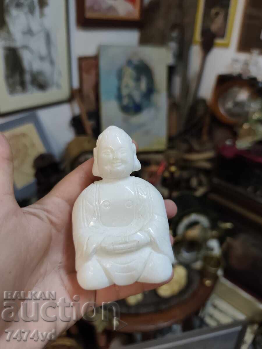 Massive white Buddha statue, marble or white jade