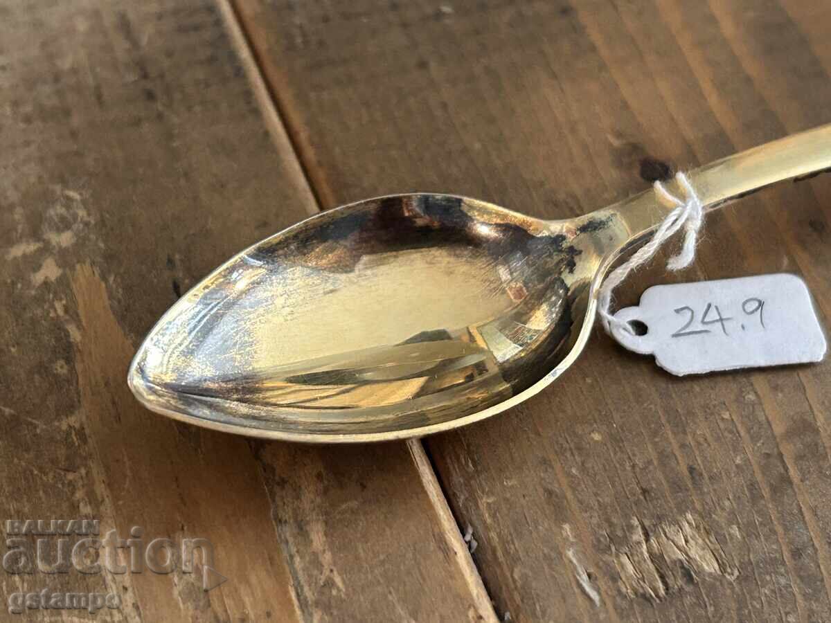Russian Silver .916 / Teaspoon / Spoon / Gold Plating Enamel - 6 Russian Silver .916 / Teaspoon / Spoon / Gold Plating Enamel - 6