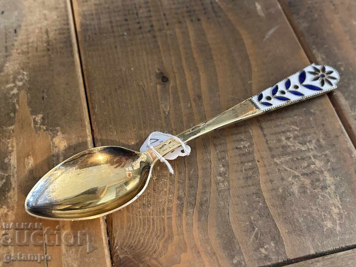 2 Ρωσικά ασημένια κουταλάκια, καθαρότητα 916 / Επιχρυσωμένα με σμάλτο - 7 2 Ρωσικά ασημένια κουταλάκια, καθαρότητα 916 / Επιχρυσωμένα με σμάλτο - 7