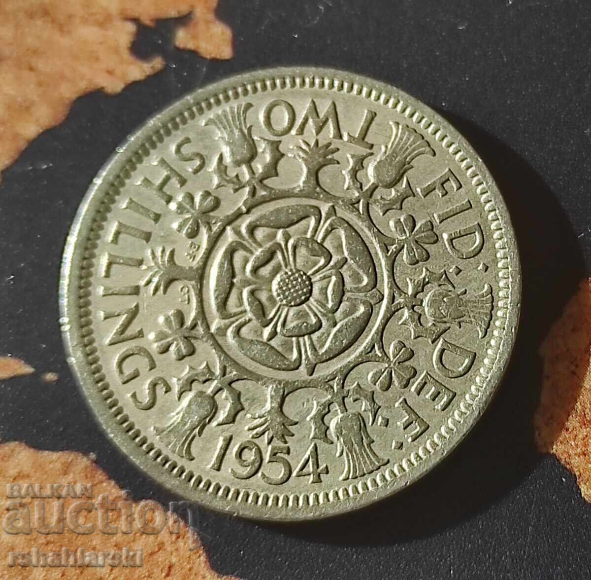 Great Britain coin 2 shillings, 1954 Great Britain coin 2 shillings, 1954