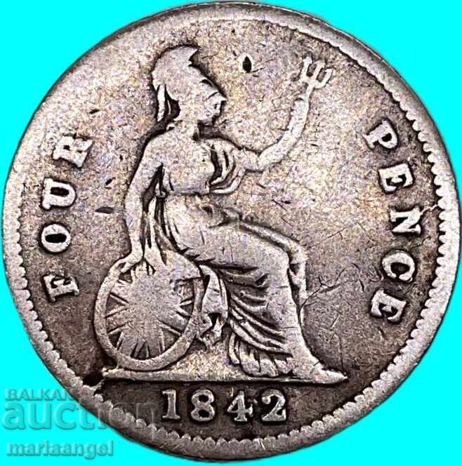 United Kingdom 4 Pence 1842 Groat Victoria Silver - 7 United Kingdom 4 Pence 1842 Groat Victoria Silver - 7