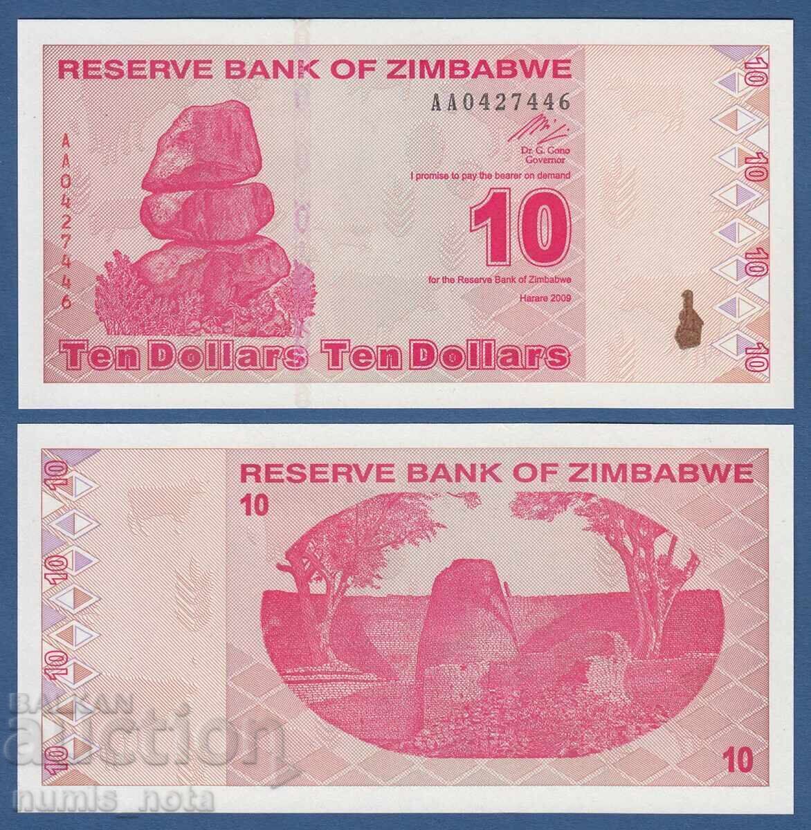 Zimbabwe 10 Dollars 2009 UNC