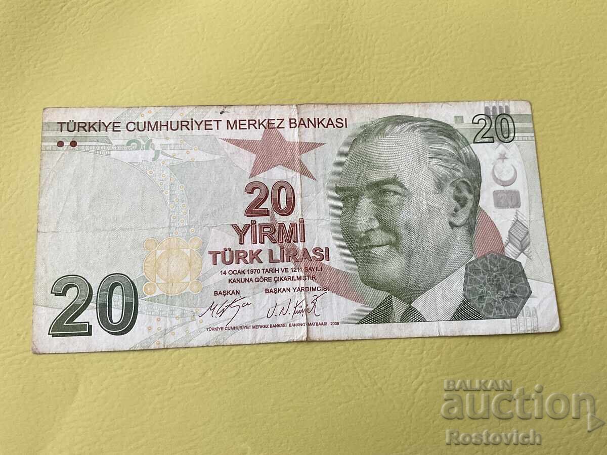 Turkey 20 Lira 2009