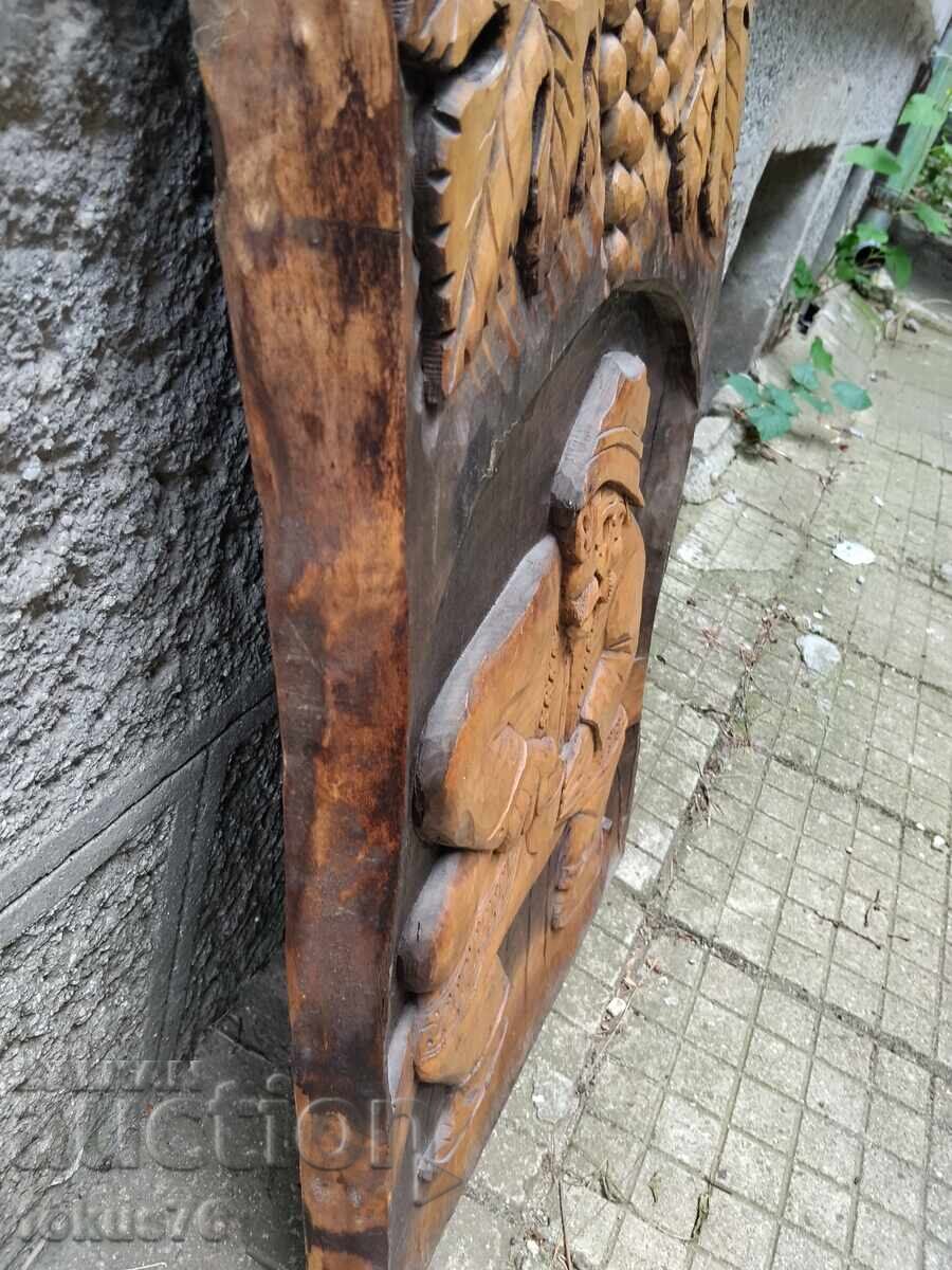 Unique large wooden panel wood carving - grandfather pouring rakia - 6 Unique large wooden panel wood carving - grandfather pouring rakia - 6