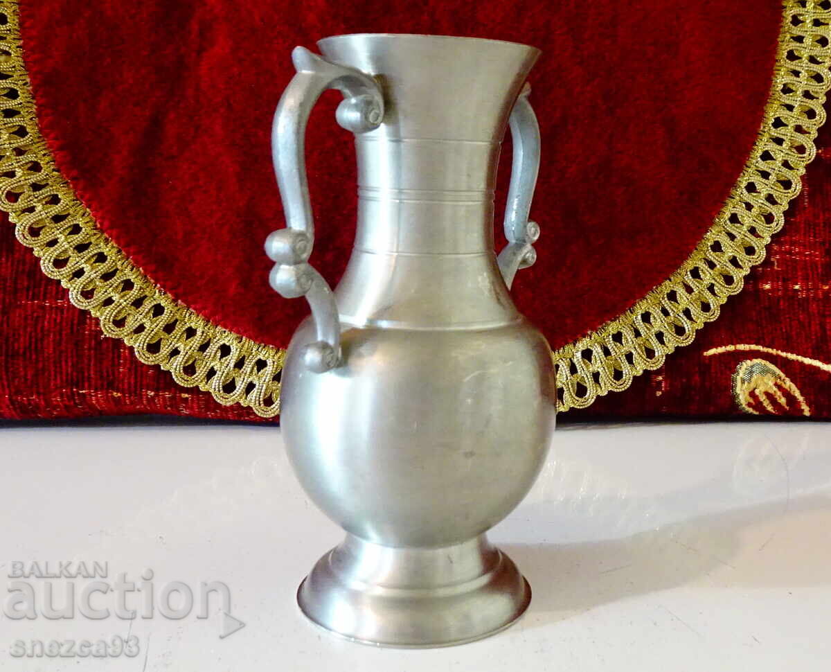 Pewter pitcher, vase, candlestick - 5 Pewter pitcher, vase, candlestick - 5