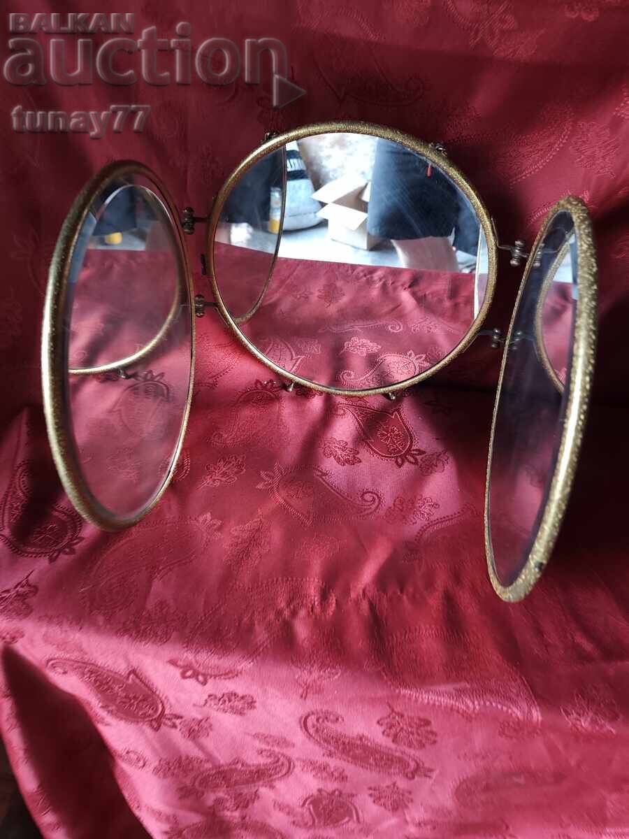 Vintage folding triple mirror (triptych) Vintage folding triple mirror (triptych)