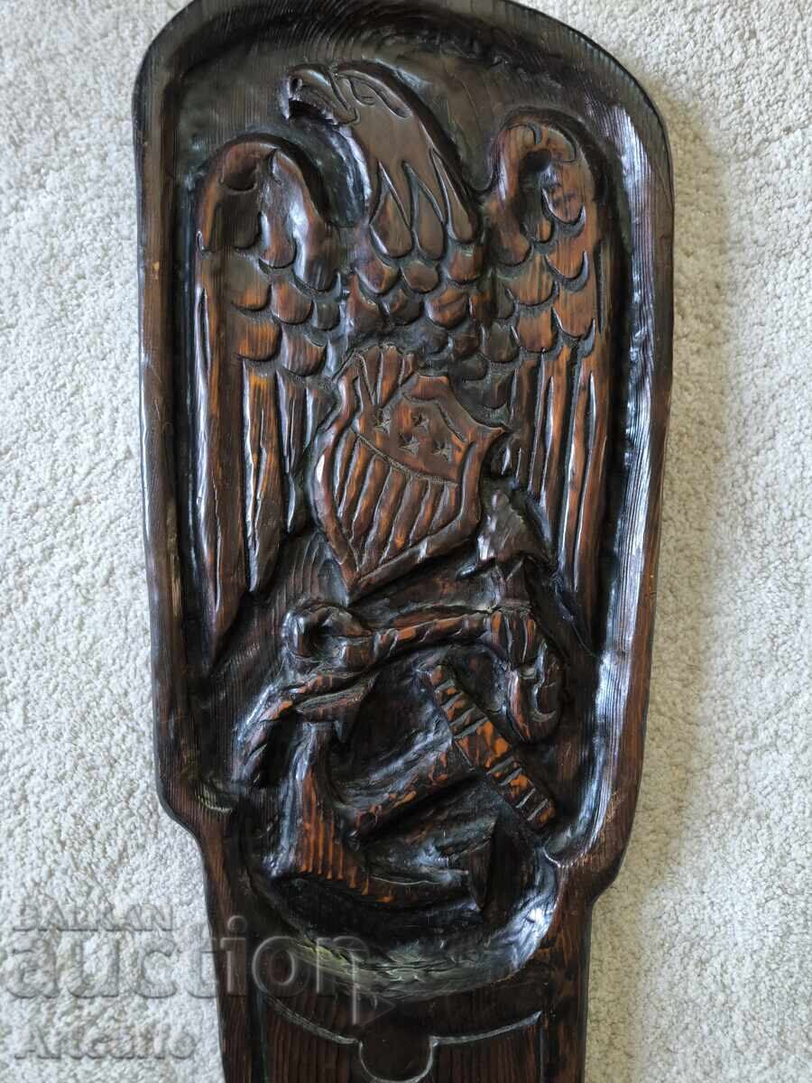 Sculptură în lemn cu stema Forțelor Navale ale SUA cu preț € 300.00 | 586.75 BGN Sculptură în lemn cu stema Forțelor Navale ale SUA cu preț € 300.00 | 586.75 BGN