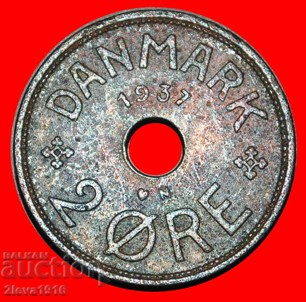 Ⰺ HOLE (1926-1940):DENMARK★2 ORE 1937! CHRISTIAN X 1912-1947 Ⰺ HOLE (1926-1940):DENMARK★2 ORE 1937! CHRISTIAN X 1912-1947