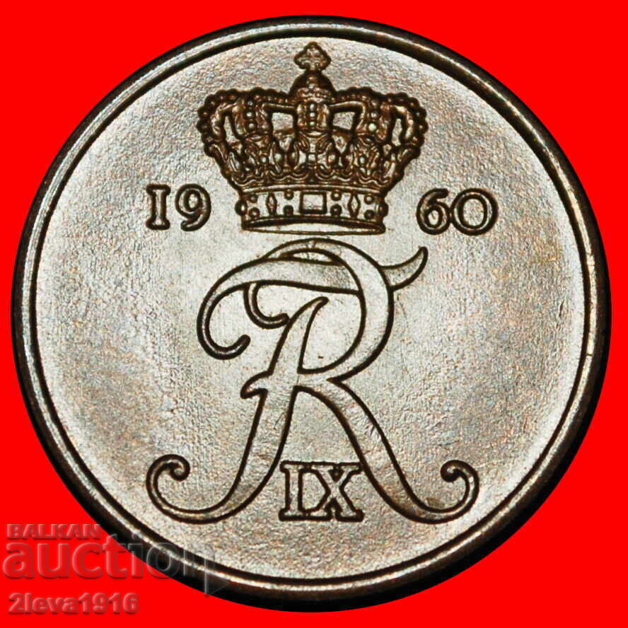 Ⰺ MONOGRAM (1960-1966): DENMARK ★ 2 ORE 1960 BRONZE! UNC! with price € 6.24 | 12.20 BGN