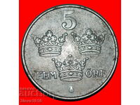 Ⰺ 3 CROWNS (1917-1950):SWEDEN★5 ORE 1949! Gustav V 1907-1950
