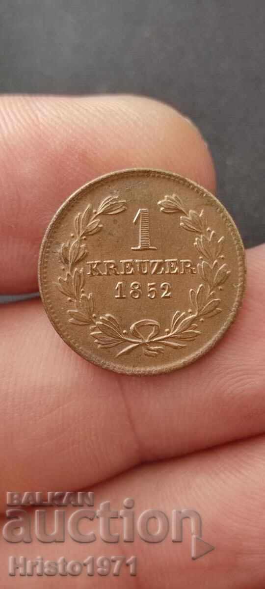 1 κρόιτσερ 1852 Βάδη