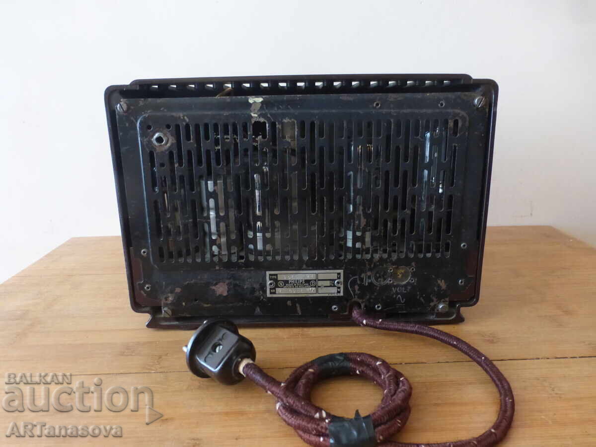 Radio cu lămpi din bachelită Philips 1943 WW2 Tuner - 5
