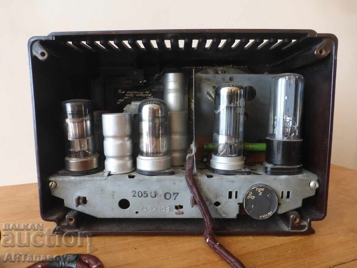 Radio cu lămpi din bachelită Philips 1943 WW2 Tuner - 7