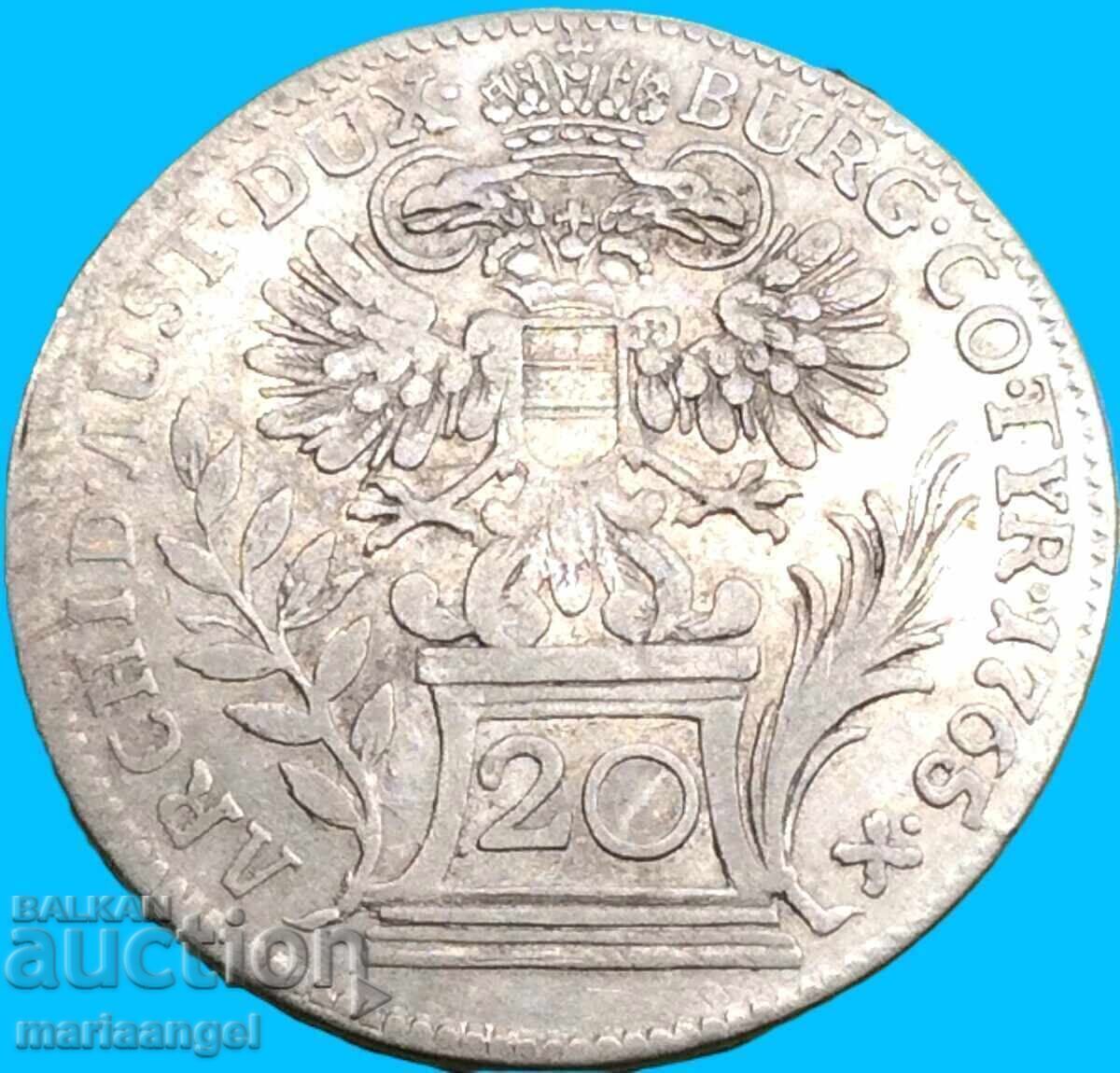 Delivery of 20 kreutzers 1765 Austria Maria Theresia silver Delivery of 20 kreutzers 1765 Austria Maria Theresia silver