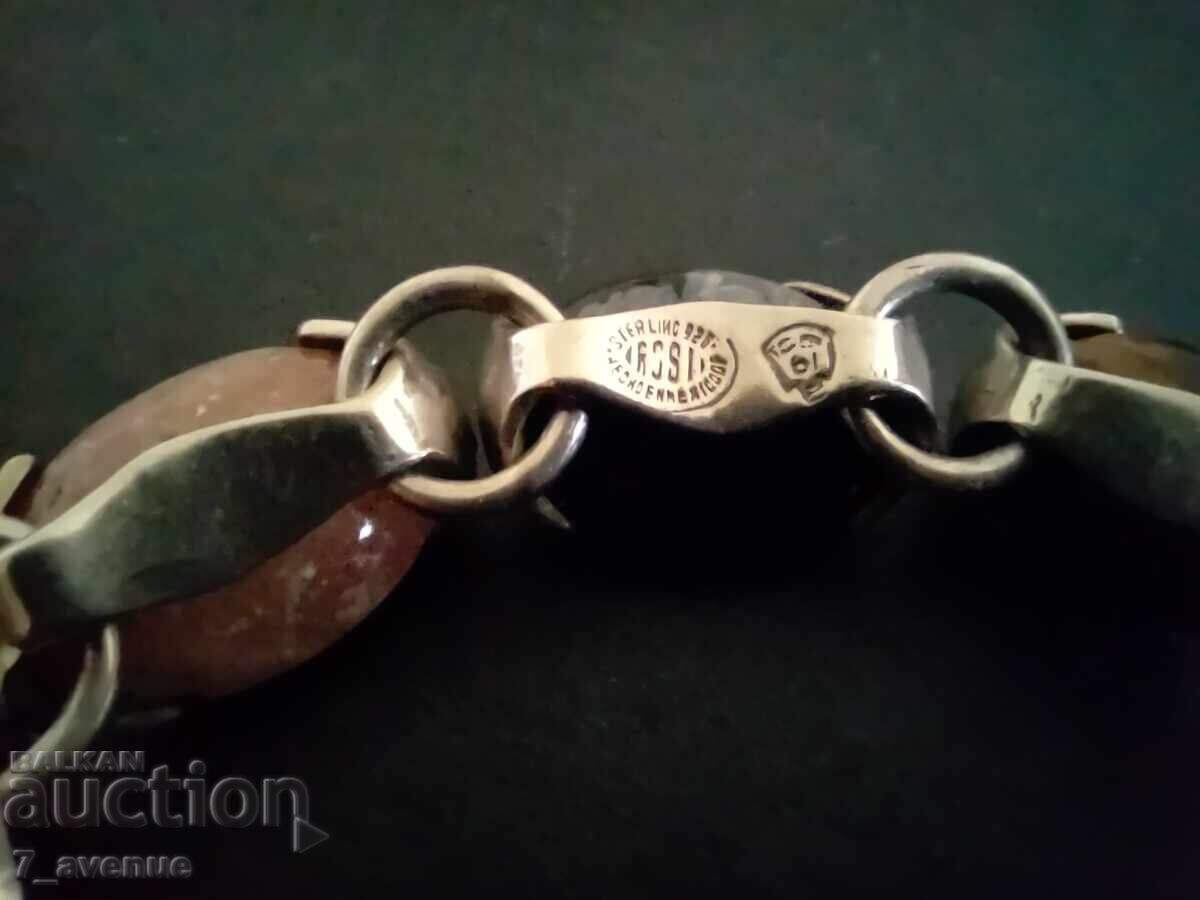 Auction  Silver bracelet, natural stones, original design