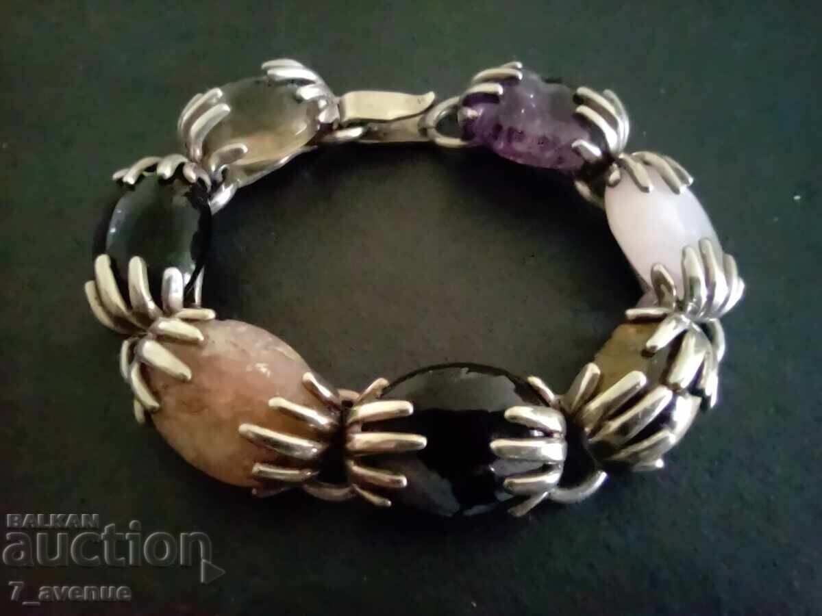 Silver bracelet, natural stones, original design