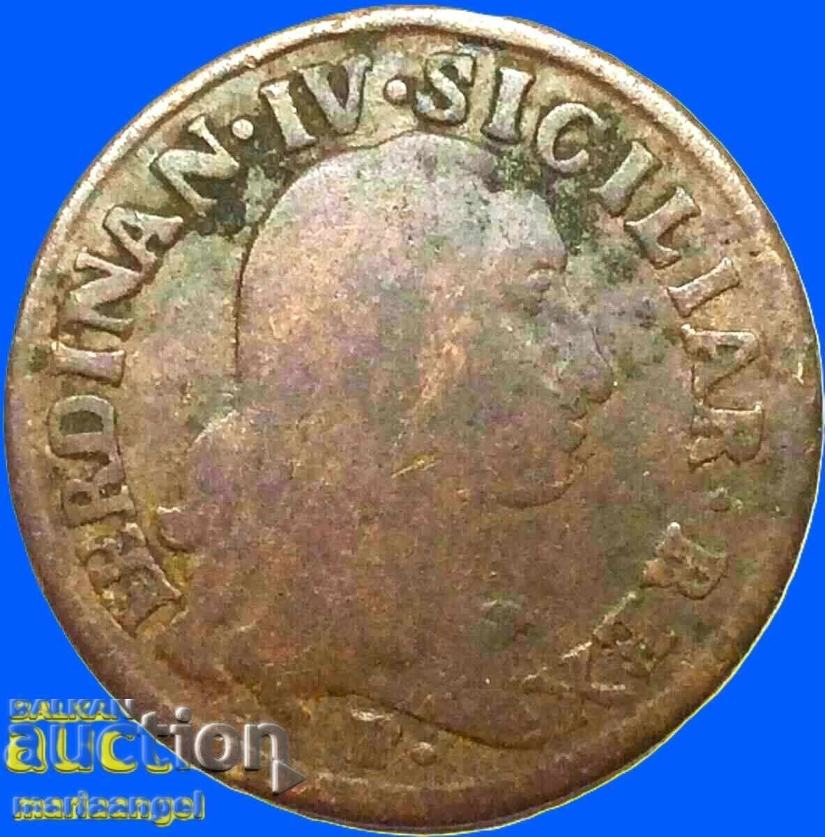Доставка на Неапол 1 гранo 1792 12 кавали Италия Карл II 28мм 8,25г