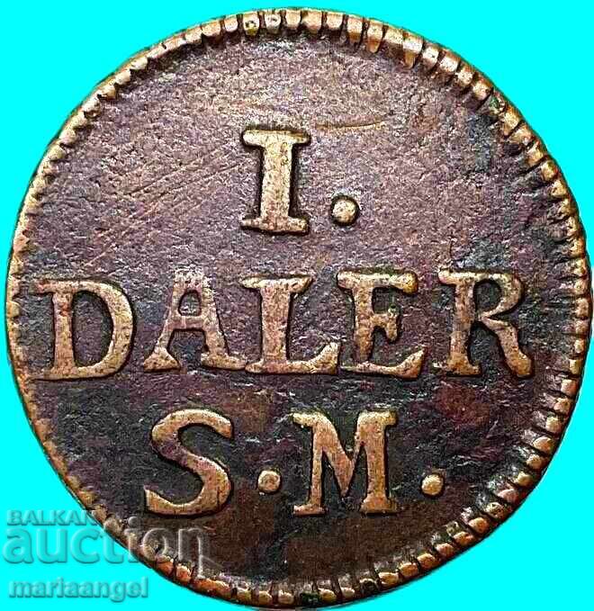 Sweden 1 Daler 1716 Charles XII Copper