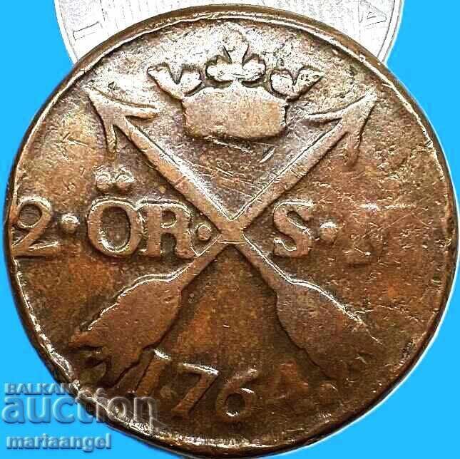 2 öre 1764 Suedia 28,34g bronz cu preț € 15.90 | 31.10 BGN