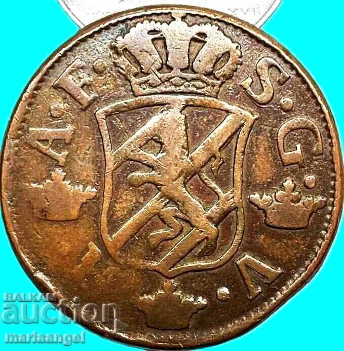2 öre 1764 Suedia 28,34g bronz - 7