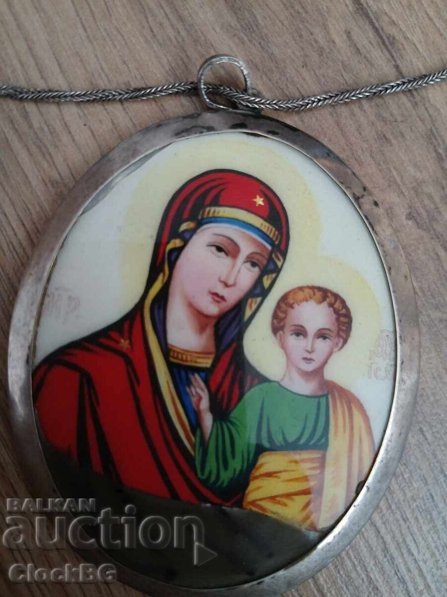Licitație Medalion ortodox cu icoana Maicii Domnului cu Pruncul