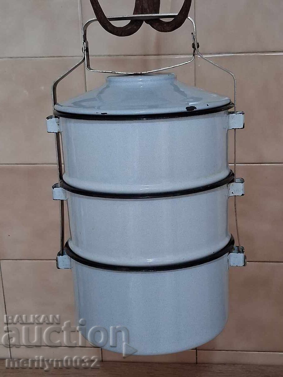 Δημοπρασία Κανάτες για φαγητό 3 τεμάχια σεφερίτας μεταλλικό σμάλτο αγγείου NRB