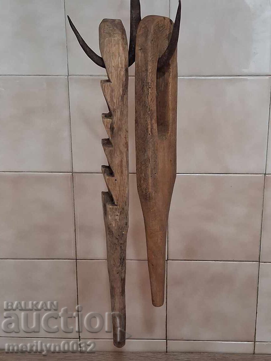Livrarea Bătător vechi de covoare din lemn 2 bucăți bâte din lemn bâtă obiecte din lemn