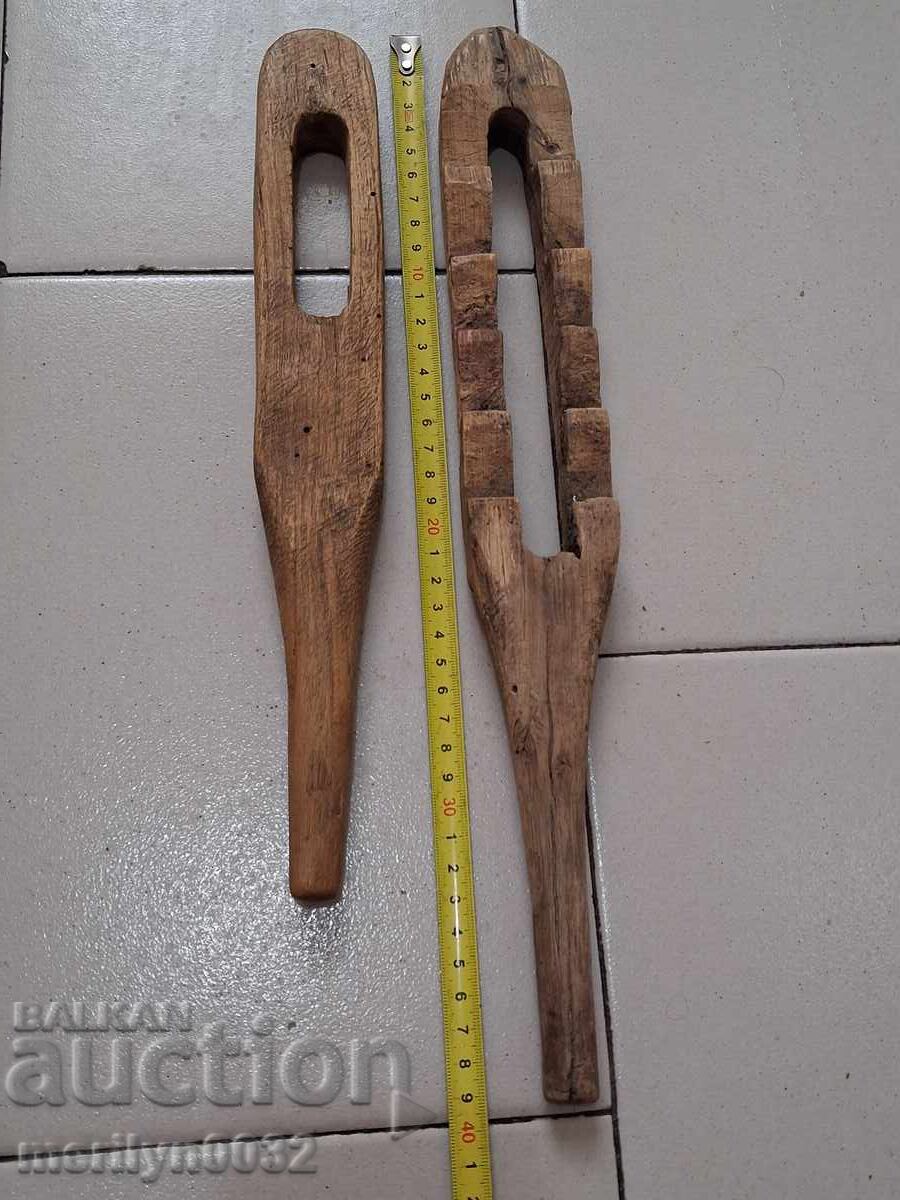 Bătător vechi de covoare din lemn 2 bucăți bâte din lemn bâtă obiecte din lemn - 5